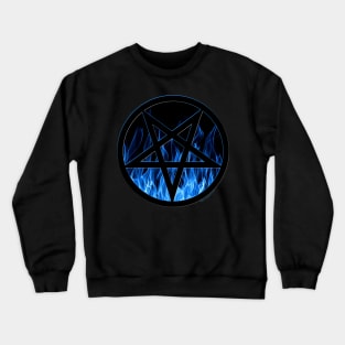 Blue Flames of Hell - Pentagram! Crewneck Sweatshirt